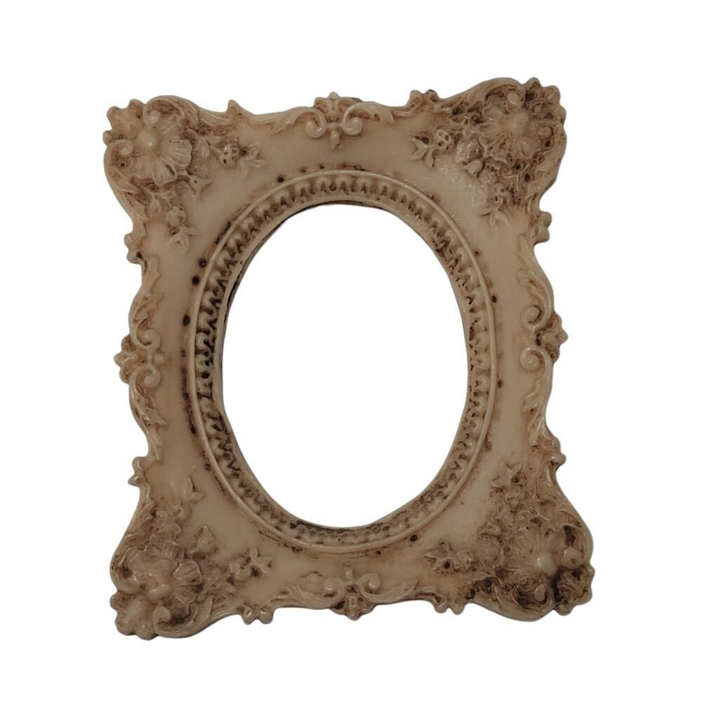 Vintage Victorian Beige Picture Frame Made‎ From Resin 4" x 4.5"